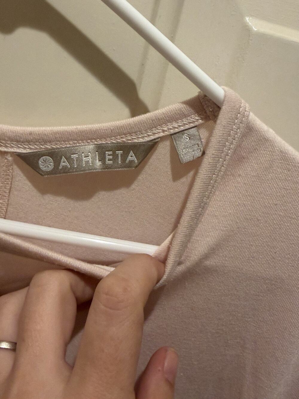 Athleta Women’s Size S Pink Solid Knit Crew Neck Short Sleeve T-Shirt